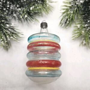 Vintage WWII era Unsilvered Glass Barrel Shape Christmas Tree Ornament